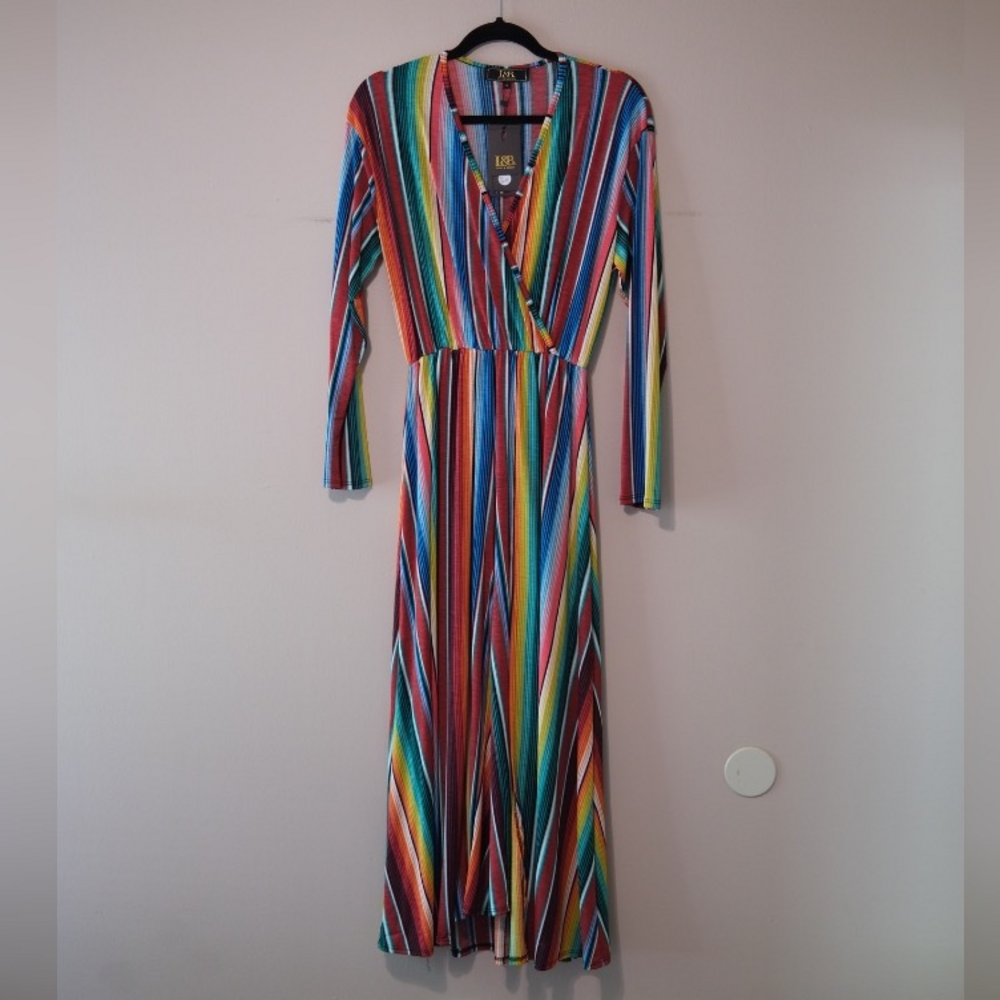 Lucky & Blessed Serape Stripe Jumpsuit in Red